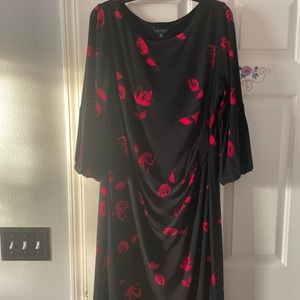 Ralph Lauren Black Dress with Rose Print